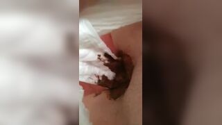 Gf running around in day old diaper poop