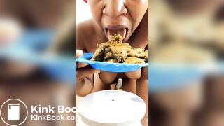 ebony girl tastes her shit