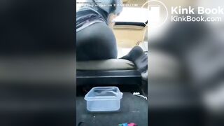 Girl pooping in a car