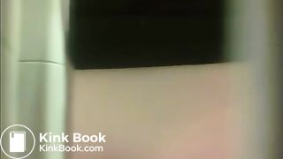 Gym staff with nice ass on the toilet