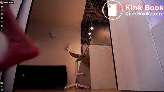 European girl playing with scat