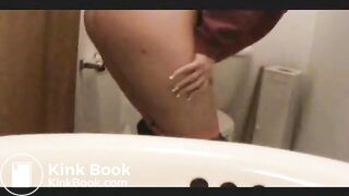 pooping and straining on the pot