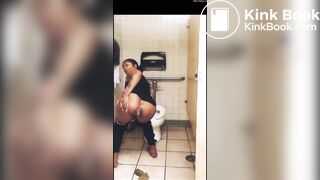 Ebony girl shitting on floor of public bathroom
