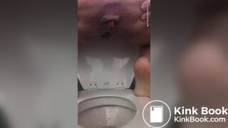 Milf squats over toilet to drop a two day load