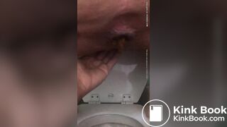 Milf squats over toilet to drop a two day load