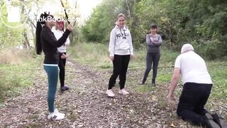 5 girls feeding hungry slave