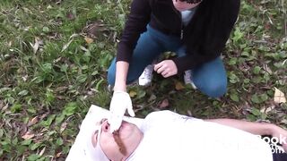 5 girls feeding hungry slave