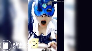 hungry girl devouring her poop