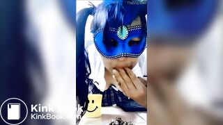 hungry girl devouring her poop