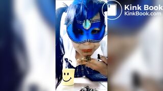 hungry girl devouring her poop