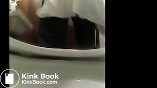 Japanese girl takes a shit on public bathroom