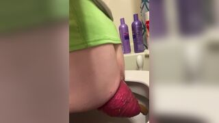 Woman with Huge Prolapse Pooping