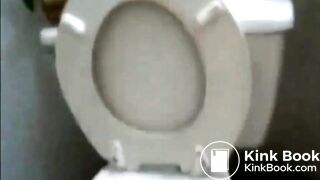 Woman spreads ass and shits on toilet