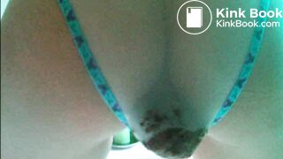 Girl pooping her see through panties