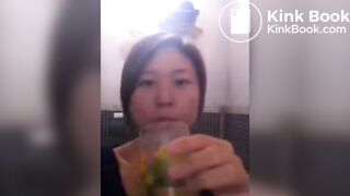 Chinese girl smears and eats her shit