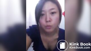 Chinese girl smears and eats her shit