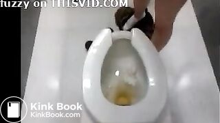 Sexy young lady pees and craps