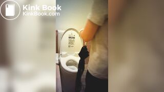 Asian woman taking a shit in restroom - video 2