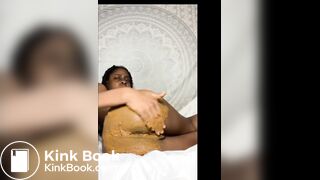 Smearing her ass with shit and tasting it