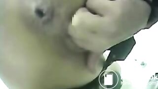 japanese woman fingering her pussy to help her poop