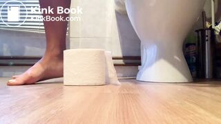 Girl shits into bowl