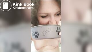 eating poop in a dog bowl