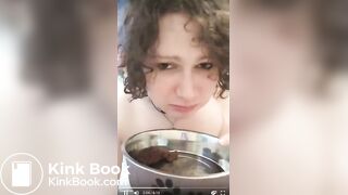 eating poop in a dog bowl