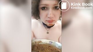 eating poop in a dog bowl