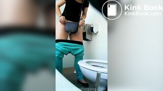 Girl poops in public toilet - video 3