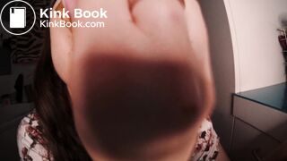 slut chews shitty panties close up