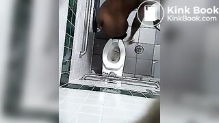 Ebony takes clothes off to piss