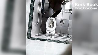 Ebony takes clothes off to piss