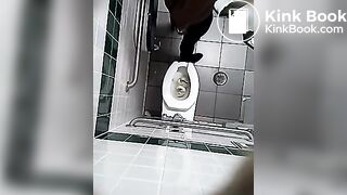 Ebony takes clothes off to piss