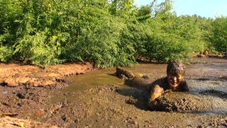 Kat dived into cow shit