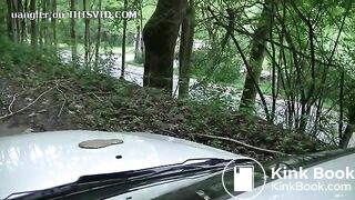 girl pooping on car
