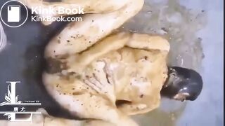 Toilet girl covered with shit