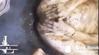 Toilet girl covered with shit