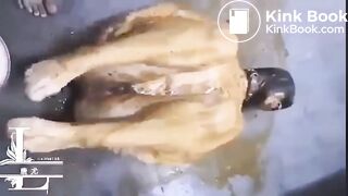 Toilet girl covered with shit