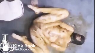 Toilet girl covered with shit