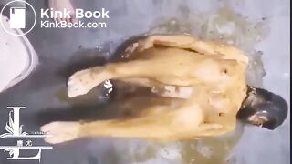 Toilet girl covered with shit