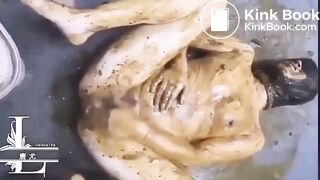 Toilet girl covered with shit