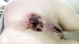 Blonde piss, shit, grool and masturbate