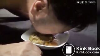 Slave eat shit from plate