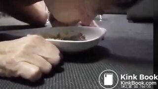 Slave eat shit from plate