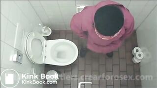 Woman has diarrhea in public toilet in cafe