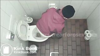 Woman has diarrhea in public toilet in cafe