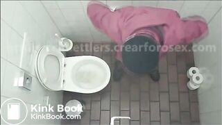 Woman has diarrhea in public toilet in cafe