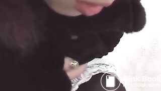 pooping in a public toilet