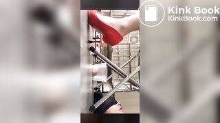 Slave live in cage and eat shit