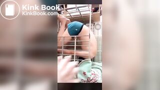 Slave live in cage and eat shit